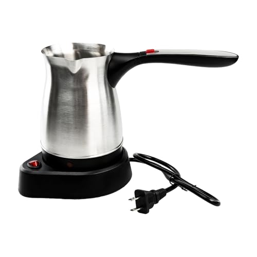 Electric Turkish Coffee Pot, 600ml Stainless Steel Heating Tea Maker Kettle with Foldable Handle, 110V US Plug Turkish Electric Coffee Maker Machine for Home/Travel