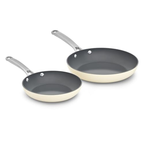 Calphalon Ceramic Nonstick 8 inch and 10 inch Frying Pan Set, Easy Cleanup Ceramic Pans for Searing
