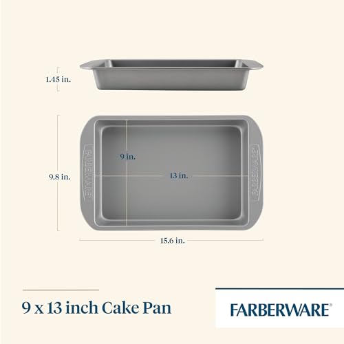 Farberware Nonstick Bakeware 9x13 Baking Pan, Rectangular Cake Pan, Gray