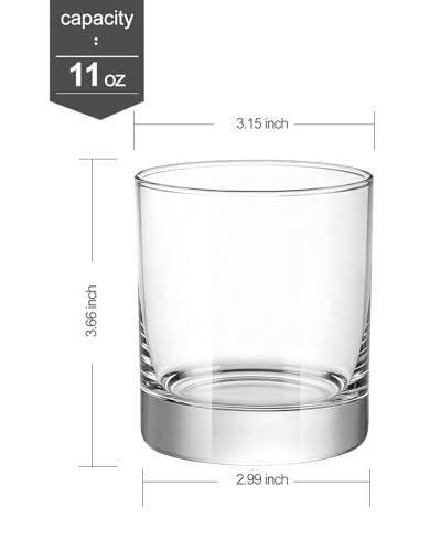 LUXU Whiskey Glasses-Premium 11 OZ Scotch Glass Set of 6 /Old Fashioned Whiskey Glasses/Style Glassware for Bourbon/Rum glass,Clear
