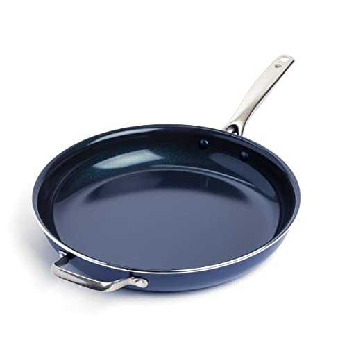 Blue Diamond Ceramic Nonstick 14" Frying Pan Skillet, PFAS-Free Cookware, Jumbo Cooker with Helper