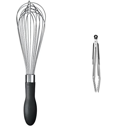 OXO Good Grips 11-Inch Balloon Whisk & Good Grips 12-Inch Stainless-Steel Locking Tongs