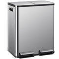 DUMOS Kitchen Trash Can, 2x8-Gallon Dual Trash Can with Lid, Stainless Steel Garbage Bin with 2 Removable Inner Buckets, Soft-Close Foot Pedal, Fingerprint-Resistant for Kitchen, Home, Office