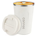 CS COSDDI 12 oz Stainless Steel Vacuum Insulated Tumbler - Coffee Travel Mug Spill Proof with Lid - Coffee Cup for Keep Hot/Ice Coffee,Tea and Beer (White)