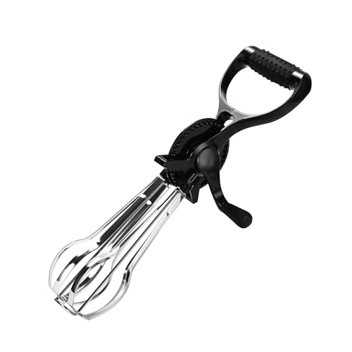 Fox Run Stainless Steel Manual Hand Mixer, Black Retro Style Egg Beater
