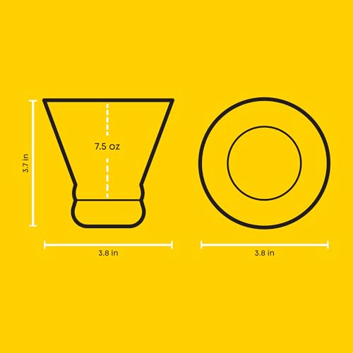 JoyJolt Hue 7.5oz Martini Glasses, Cocktail Glassware Set of 6, Colored Glass Base, Stemless Drinking Glasses for Margarita, Bar, Shrimp Cocktail, Juice