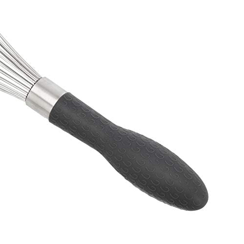 Amazon Basics Stainless Steel Wire Whisk Set for Cooking, Different Sizes, Easy to Hold Ergonomic Handle, 3 Piece, Black/Silver