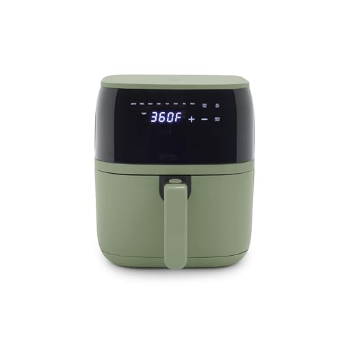 GreenLife Compact Electric Air Fryer Oven, 5.3 QT, PFAS-Free Ceramic Nonstick Drawer, 8 One Touch Digital