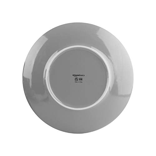 Amazon Basics 18-Piece Stoneware Dinnerware Set, Service for 6, Microwave and Dishwasher Safe, Plates and Bowls for Everyday Use, Smokey Grey