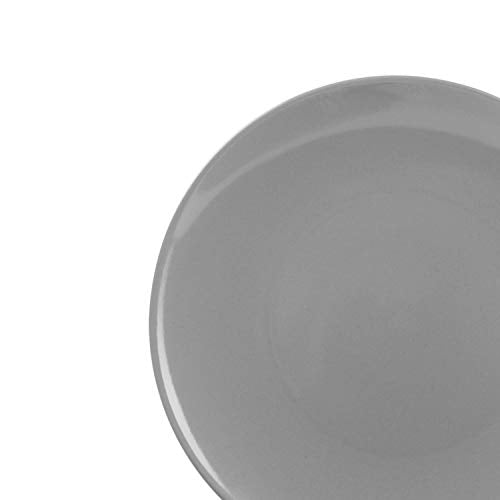 Amazon Basics 18-Piece Stoneware Dinnerware Set, Service for 6, Microwave and Dishwasher Safe, Plates and Bowls for Everyday Use, Smokey Grey