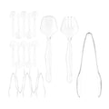 18 Pcs Clear Plastic Serving Utensils Set - 6 Clear Plastic Serving Spoons, 6 Tongs And 6 Forks - Heavy Duty Disposable Serving Utensils Set For Parties
