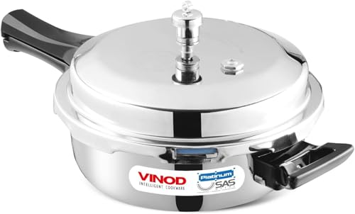 Vinod Platinum Triply Stainless Steel Outer Lid Pressure Cooker -68 oz , Induction Friendly, ISI Certified, Small Pressure Cooker for Quick Meals, Silver