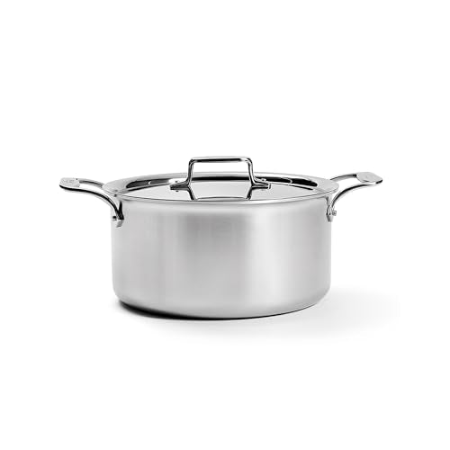 All-Clad D5 5-Ply Brushed Stainless Steel Stockpot 8 Quart Induction Oven Broiler Safe 600F Pots and Pans, Cookware Silver