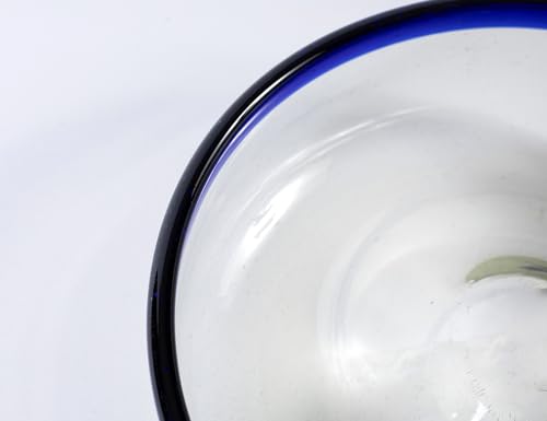 Handmade con Amor Hand Blown Margarita Sat Rimmer, Cobalt-Blue Rim - Mexican glassware