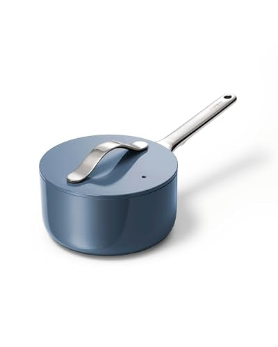 Caraway Nonstick Ceramic Sauce Pan with Lid (1.75 qt), Non Toxic, PTFE & PFOA