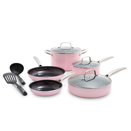 Blue Diamond 10 Piece Nonstick Cookware Set, Diamond Ceramic Pots & Pans, Dishwasher & Metal Utensil