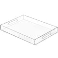 NIUBEE Clear Serving Tray 12x16 Inches -Spill Proof- Acrylic Decorative Tray Organiser for Ottoman Coffee Table Countertop with Handles