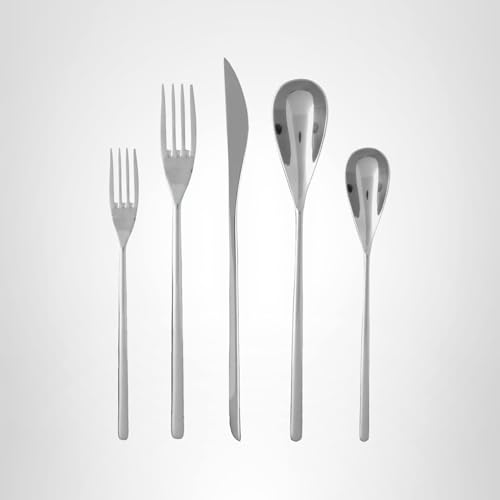 Fortessa Dragonfly 18/10 Stainless Steel Flatware, 5 Piece Place Setting, Service for 1