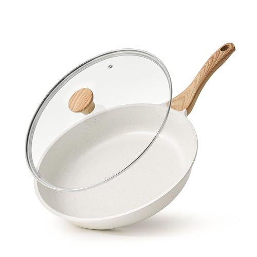 SENSARTE Nonstick Ceramic Frying Pan with Lid 8/9.5/10/11/12.5 Inch Omelet Pan