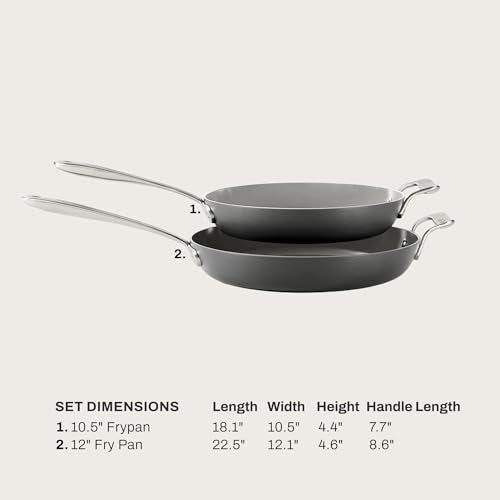 All-Clad HA1® Ceramic Nonstick, Frying Pan Set 10.5 and 12 inch - Oven Safe up to 450° & Compatible with All Stovetops (Gas, Electric & Induction) Light Grey