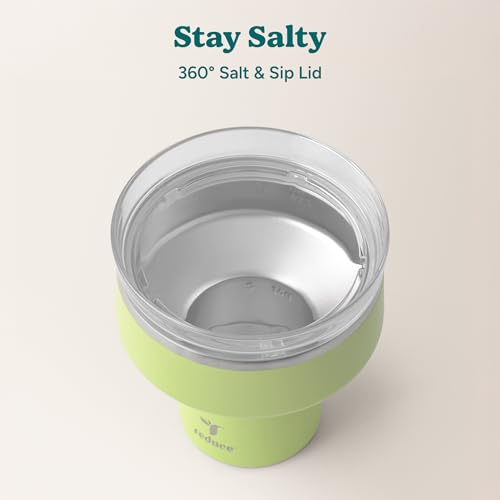 REDUCE Saltini 16 oz Cocktail Tumbler - Insulated Margarita Tumbler with Lid - Keeps Drinks Cold for 10 Hours - 360 Sippable Martini Glass Alternative - Shatterproof, Perfect for Parties - Mojito