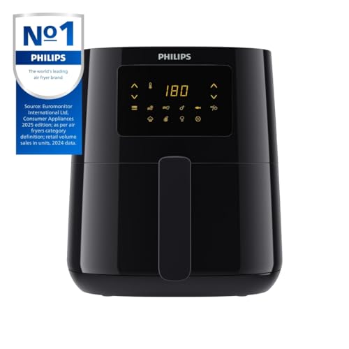 Philips Essential Airfryer XL 2.65lb/6.2L Capacity Digital Airfryer with Rapid Air Technology, Starfish Design, Easy Clean Basket, Black, (HD9270/91)