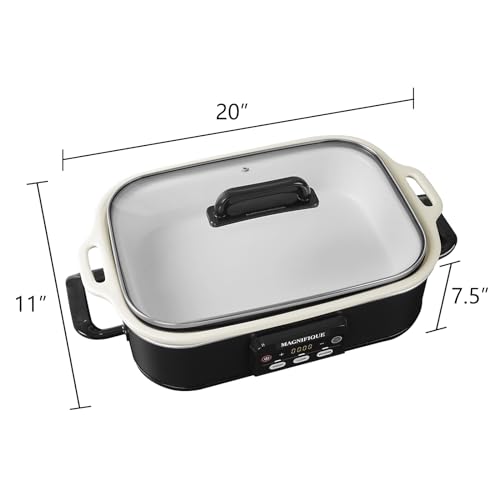 Magnifique 4 Quart Casserole Digital Slow Cooker, Premium Ceramic Bakeware for Oven, Dishwasher Safe Baking Dish,Black