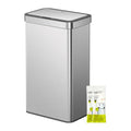 EKO Nova Sensor Trash Can, 21 Gallon/80 Liter Stainless Steel Rectangular Touchless Motion Sensor Trash Can, Matte Metallic
