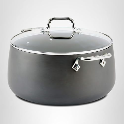All-Clad HA1 Hard Anodized Nonstick Stockpot 8 Quart Induction Oven Broiler Safe 500F, Lid Safe 350F Pots and Pans, Cookware Black