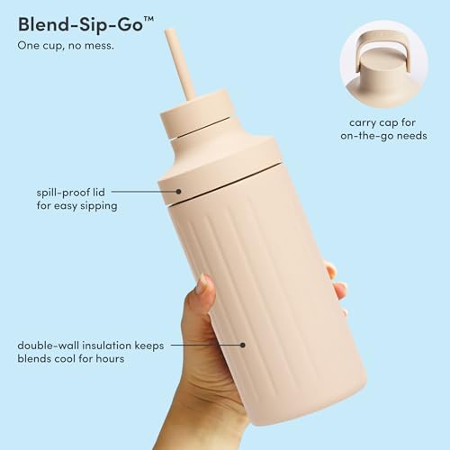 Beast Mighty 850 Stainless Steel | Compact Personal Blender | Extra Vessels | Keeps Blends Cold | Smoothies, Shakes, Sauces, Dips | Portable Straw Caps and Lids | 850W (Sand)