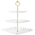 DAFURIET Dessert Cupcake Stand, 3 Tier Cup Cake Holder Tower for Tea Party/Birthday/Wedding, Plastic Tiered Serving Tray with Metal Rod, White