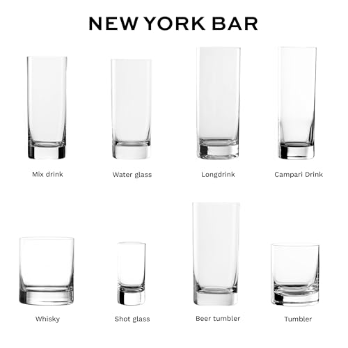 Stölzle Lausitz Crystal Highball Glasses Set of 6 (New York Bar). Dishwasher Safe High Ball Glasses (15.25fl oz). Shatter-Resistant Tall Drinking Glasses Set of 6 - Genuine Stölzle Glassware