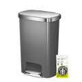 EKO Hana Select 13.2 Gallon / 50L Step Trash Can, Large Plastic Kitchen Trash Can with Stainless Steel Lid, Soft-Close & Stay-Open, Deodorizer Compartment, Wide Steel Pedal Garbage Can for Home, Grey