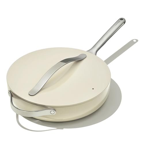 Caraway Nonstick Ceramic Sauté Pan with Lid (4.5 qt, 12"), Non Toxic, PTFE & PFOA