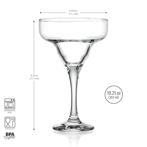 Glaver's Margarita Glasses Set Of 4, 10 oz. Bar Glasses for Cocktails, Martini, Margarita, Dessert, and Everyday Use Crystal Clear Classic Martini Glasses, Dishwasher safe.