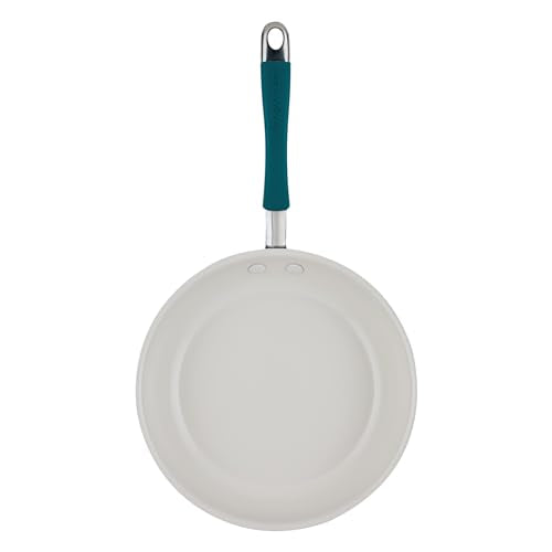 Rachael Ray Cucina Ceramic Nonstick Frying Pans/Skillet Set, Dishwasher Safe, 8.5 inch and 10 inch Open Fry Pans - Marine Blue