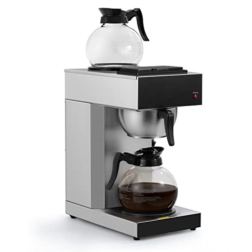 SYBO 12-Cup Commercial Drip Coffee Maker, Pour Over Coffee Maker Brewer with 2 Glass Carafes and Warmers, Stainless Steel