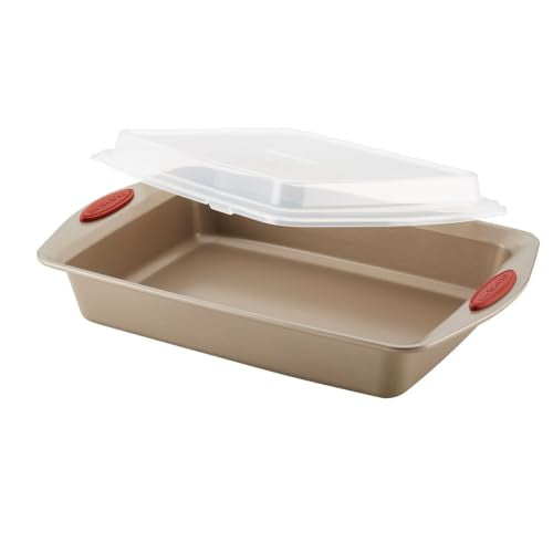 Rachael Ray Cucina Nonstick Bakeware Baking Pans Set, Latte Brown and Cranberry Red, Baking Dishes, 10-Piece
