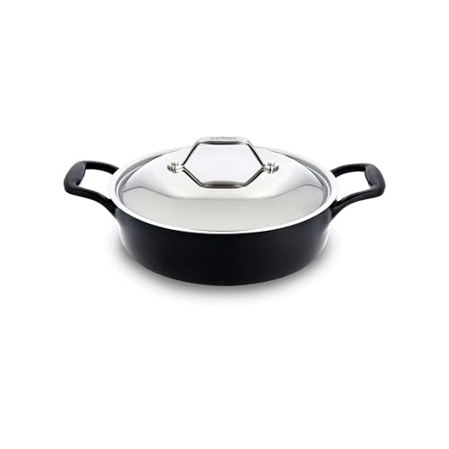 All-Clad Cast Iron Braiser Pan, 4 Qt Enameled Cast Iron Casserole Pan with Lid, Grill, Oven Safe up to