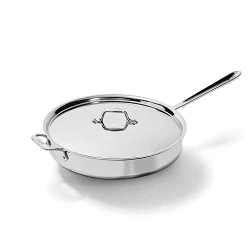 All-Clad D3 Stainless Steel 6 Quart Saute Pan Covered- Made in the USA- The Original Bonded Professional Cookware- Oven Safe