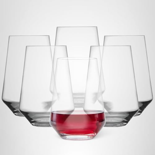 ZWIESEL GLAS Pure Stemless Bordeaux Glass (Set of 6), Red Wine Tumbler for Bordeaux, Dishwasher-Safe Machine-Made Tritan Crystal Glasses, Made in Germany (18.5 Ounce)