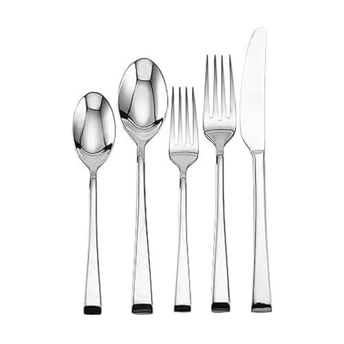 Mikasa Rockford 20-Piece Flatware Set, Service for 4, Forged 18/0 Stainless Steel Silverware with Modern Square-Cut Design, Dishwasher Safe Cutlery Set