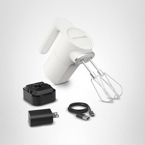 KitchenAid Go Cordless Hand Mixer, Metal - KHMR762, Porcelain White