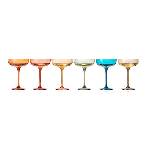 Plastic Acrylic Shatterproof Martini, Margarita, Champagne & Cocktail Unbreakable Glasses, Large Coupe Glasses 15oz, 6 Set, Tritan European Design Drinkware, BPA-free,Reusable, Pool, Indoor & Outdoor