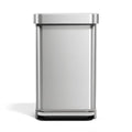 simplehuman Rectangular Step Can, 45L / 12 Gallon Kitchen Trash Can, Liner Rim System, Liner Pocket®, 150,000-Step Pedal, Lid Shox® Silent Close, Brushed Stainless Steel with Grey Plastic Lid
