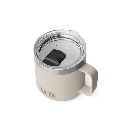 YETI Rambler 14 oz Ceramic Lined Stackable Mug, Vacuum Insulated, Stainless Steel with MagSlider Lid, Cape Taupe