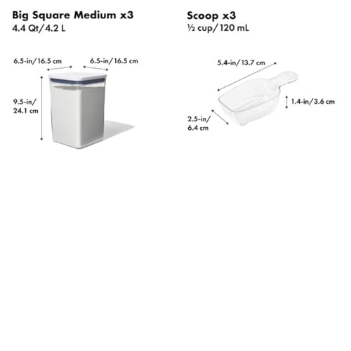 OXO New Good Grips 6‑Piece POP Container Bulk Set, Stackable with Attached ½ Cup Scoops, Panty Organization and Storage