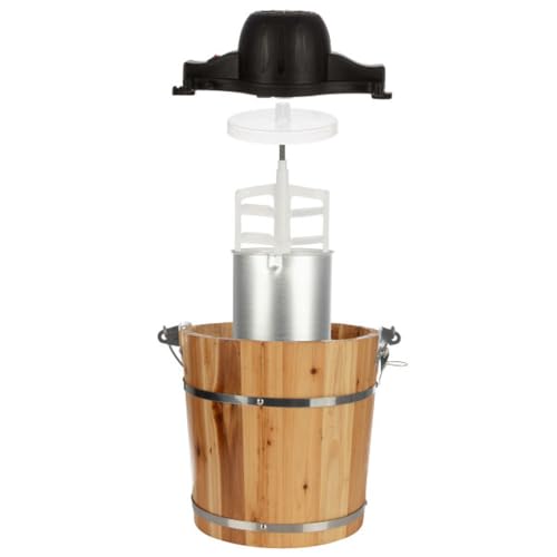Electric Ice Cream Maker Machine - 4 Quart Old Fashioned Icecream Maker with Hand Crank and Electric Paddle - Pine Wood Bucket Ice Cream Machine for Frozen Yogurt, Gelato, Sorbet by Classic Cuisine