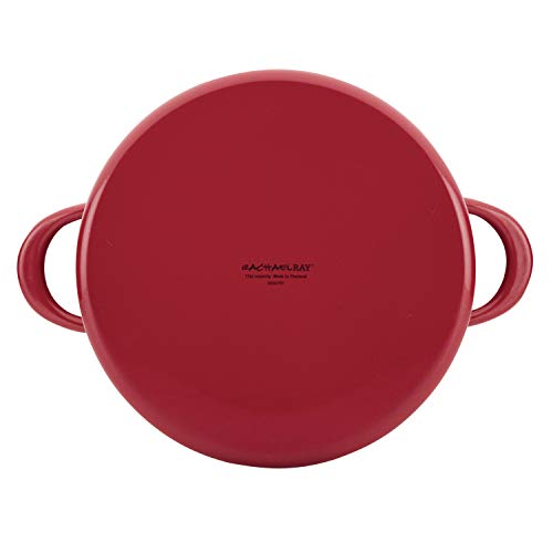 Rachael Ray Create Delicious Large Enamel on Steel Induction 12 Qt Stock Pot with Lid, Red Shimmer