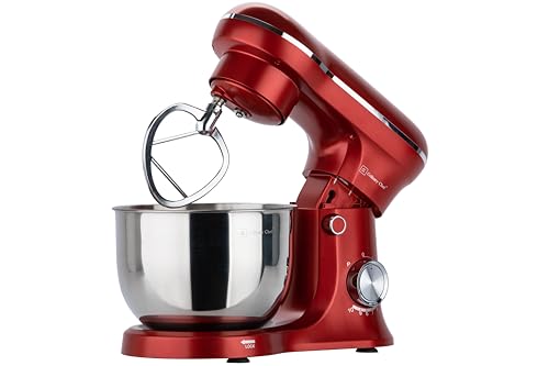 CULINARY CHEF Retro Electric Stand Mixer, 4.75 Quart / 4.5L, 8 Speeds with Whisk, Dough Hook, Flat Beater Attachments, Splash Guard (RED)